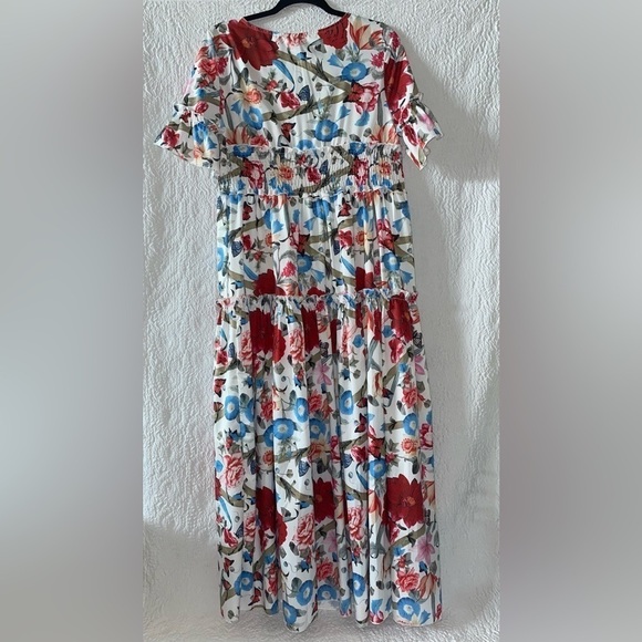 OC ORDER PLUS Square Neck Floral Print Short Sleeve Maxi Dress - Picture 5 of 8